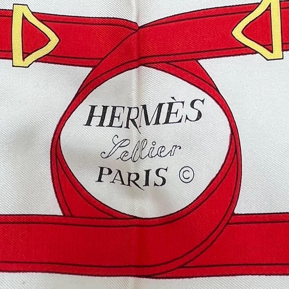 エルメス カレ90 大判スカーフ　シルク100％ ネイビー　タグあり