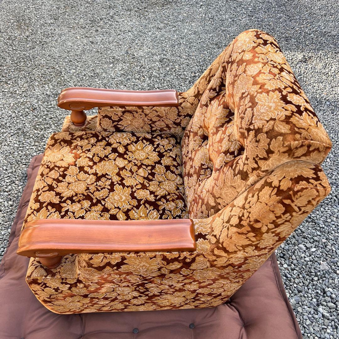 昭和レトロ ベロア ソファ 1人掛け 花柄 ヴィンテージ vintage 古家具