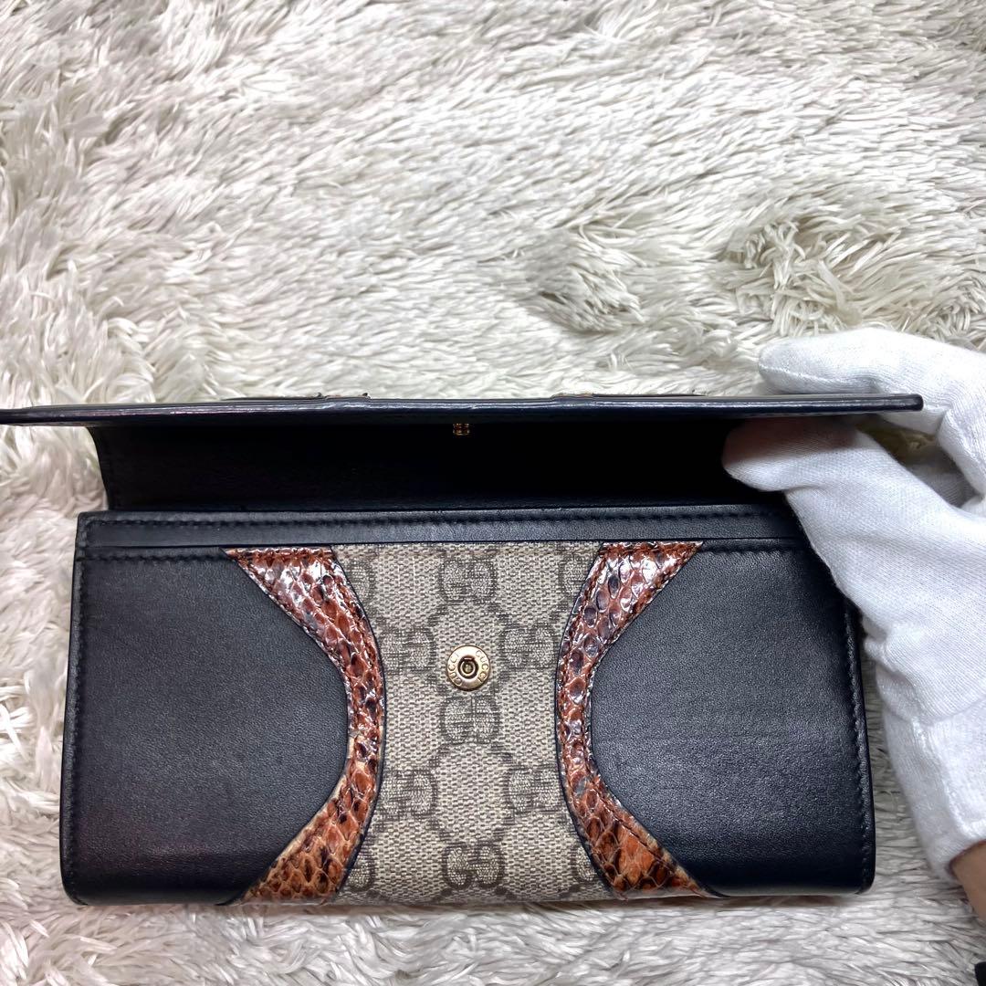 美品✨GUCCI パイソン 切り替え コンチネンタルウォレット 410100