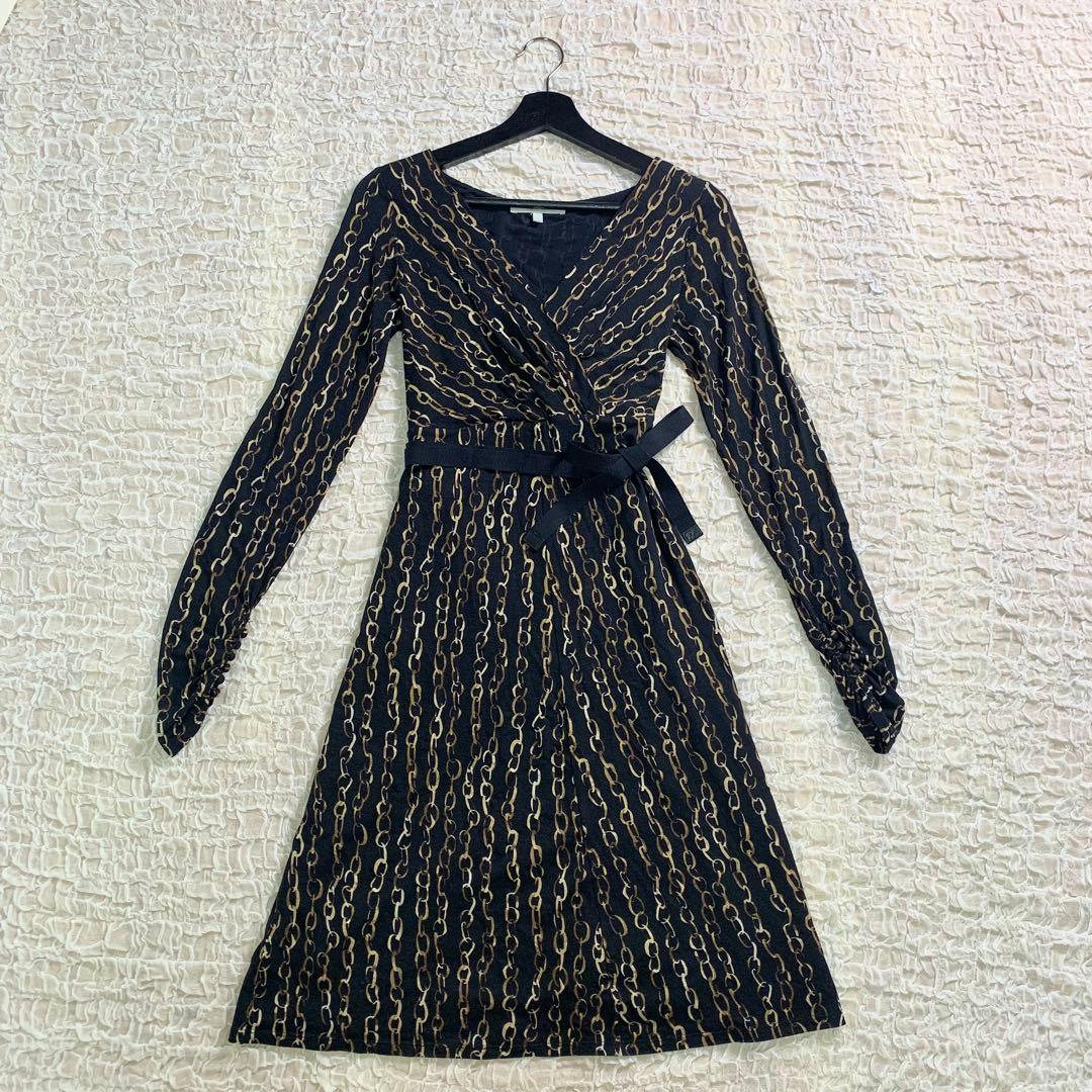 MaxMara マックスマーラ ワンピース 白タグ カシュクール チェーン柄