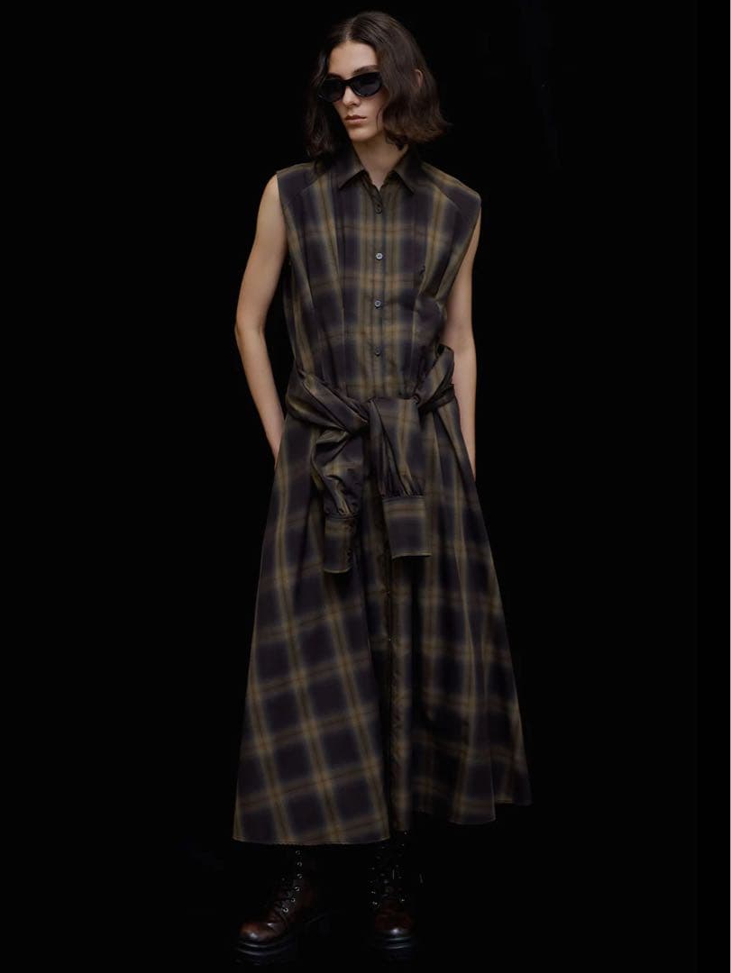 アメリビンテージ 3WAY OMBRE CHECK FLARE DRESS