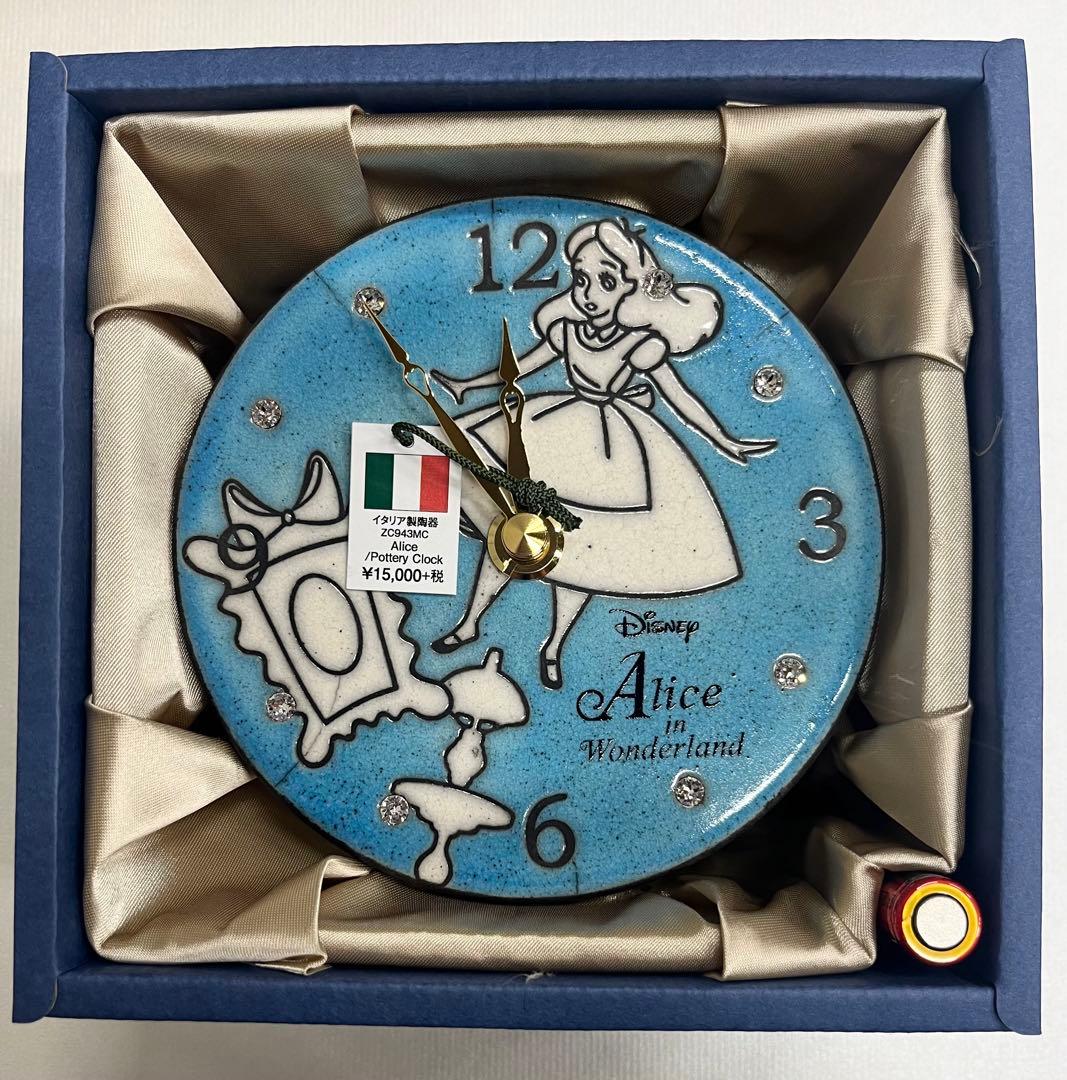リズム時計 ディズニー ふしぎの国のアリス 置・掛 兼用時計 イタリア陶器使用