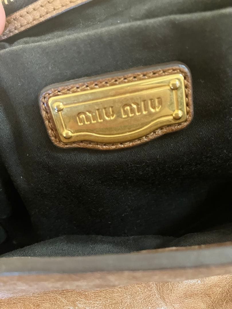 MIU MIU ブラウン ボストンバッグ　サイドリボン　ショルダーバッグ