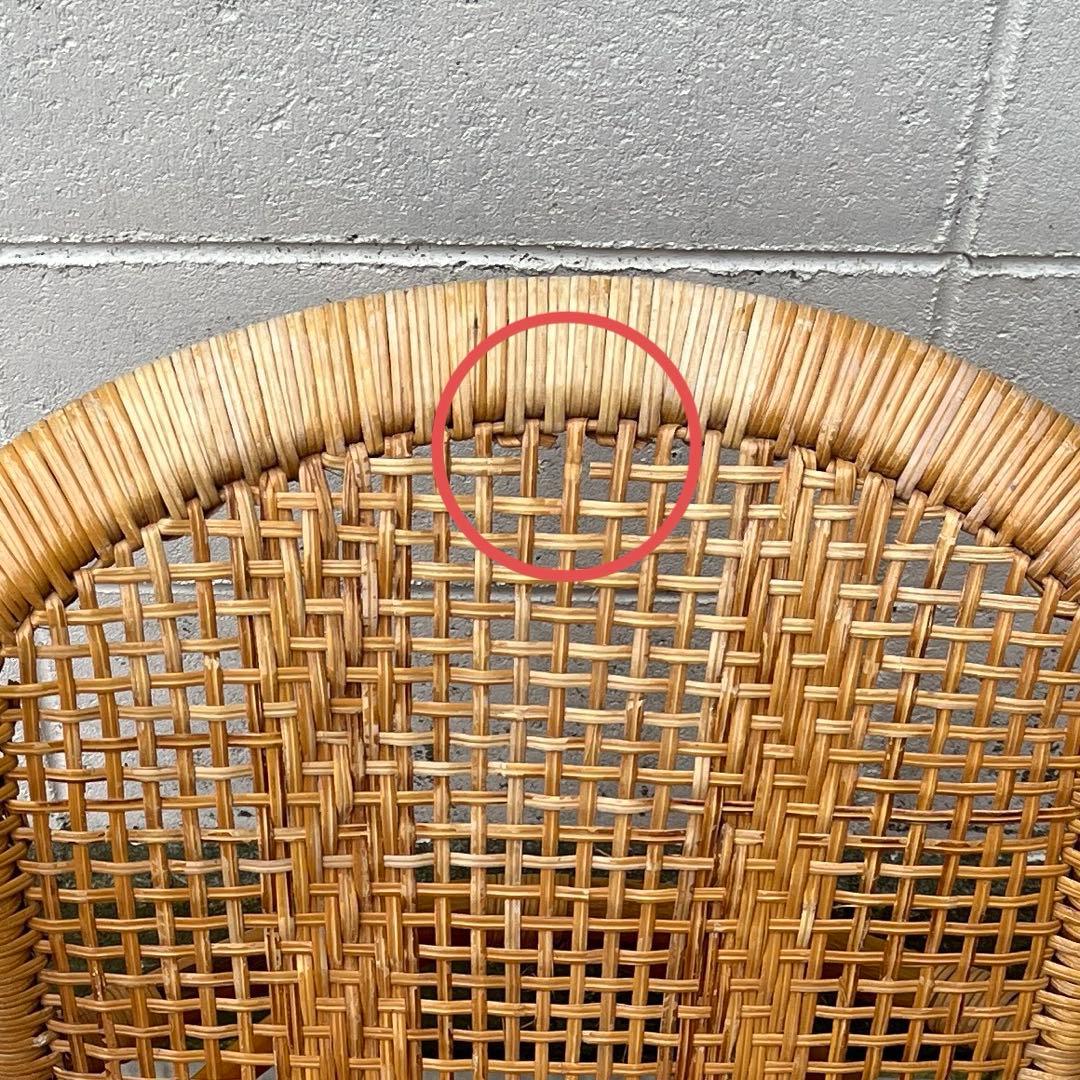 古家具ナチュラル天然素材◾️籐ラタンフレーム ラタンチェア 椅子 アームチェア A