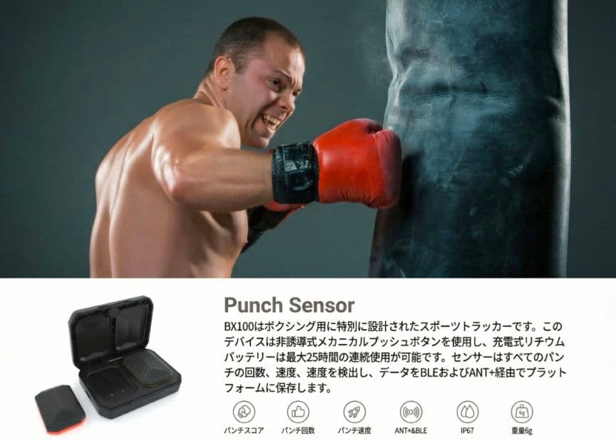 【最新】ボクシング パンチセンサー BX100｜アプリ連動 スマートトラッカー