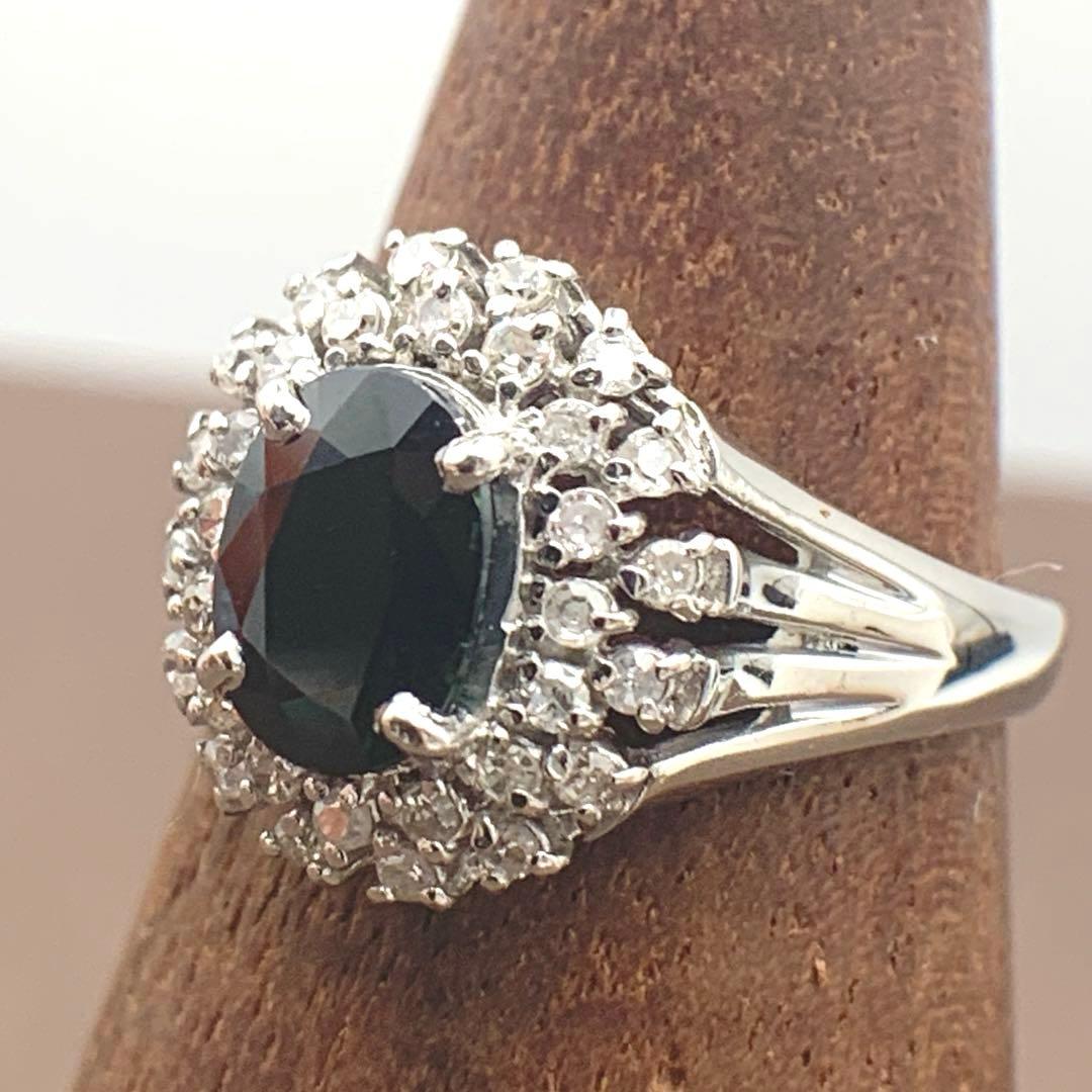 天然サファイアダイアリング 1.01ct/0.20ct PT900 10号