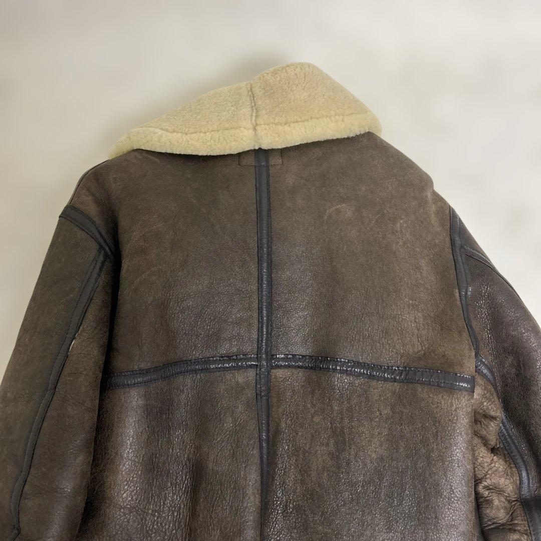 USA製 AVIREX B-3 ムートン 肉厚 羊革 レザージャケット 34