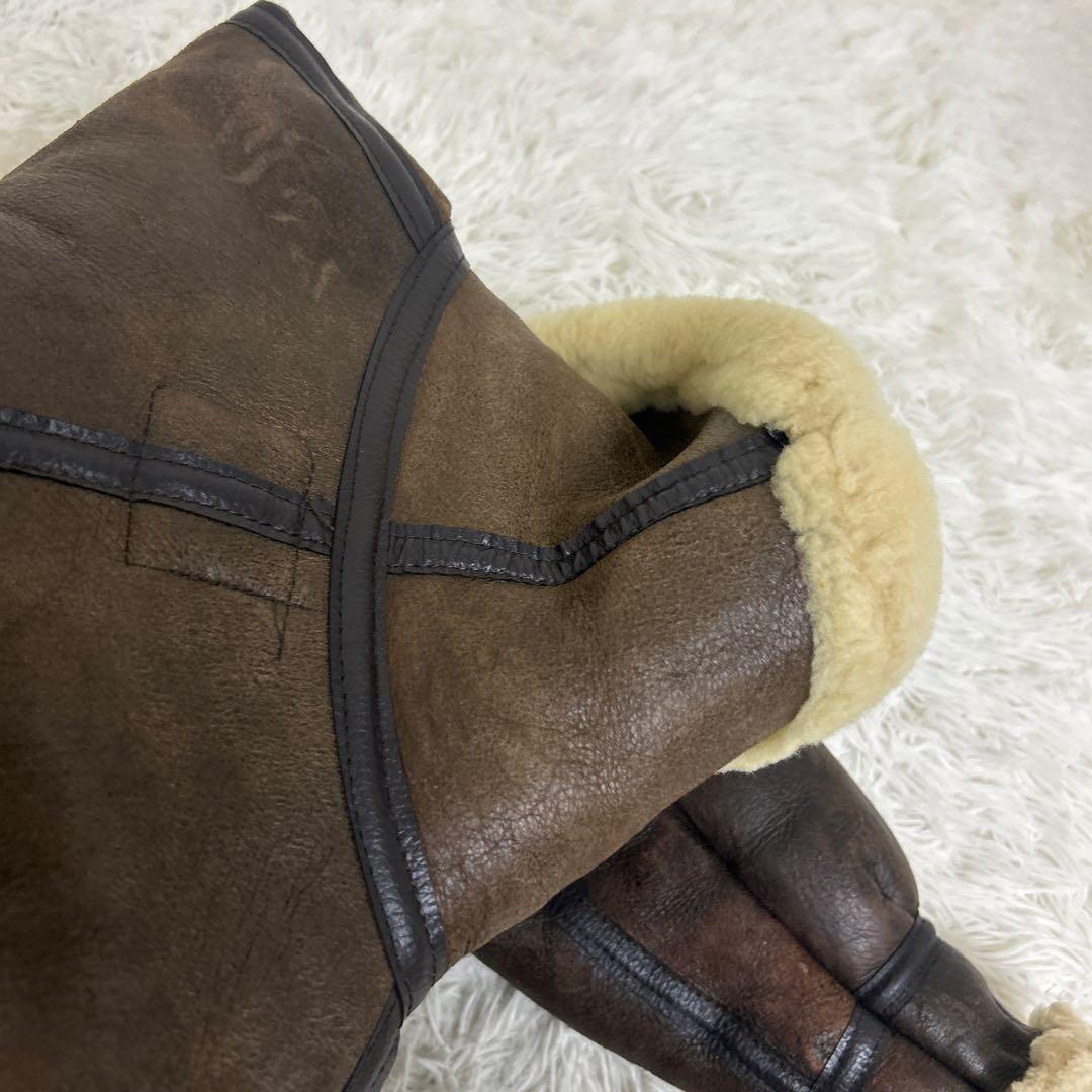 USA製 AVIREX B-3 ムートン 肉厚 羊革 レザージャケット 34