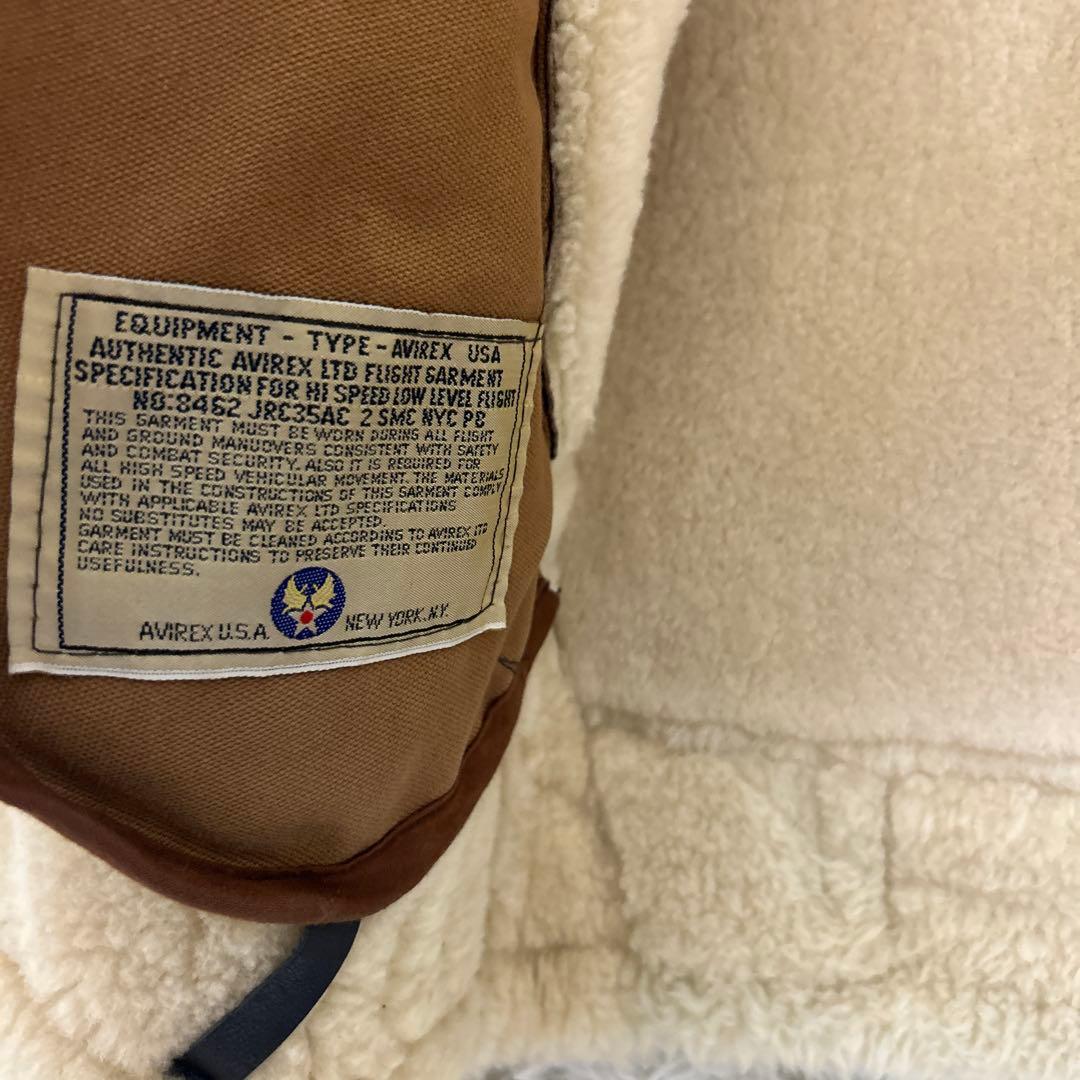 USA製 AVIREX B-3 ムートン 肉厚 羊革 レザージャケット 34