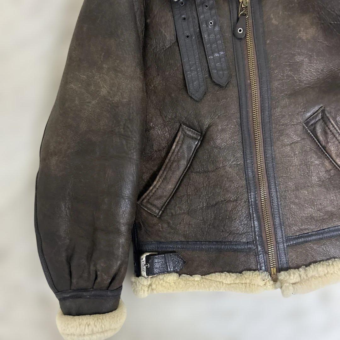 USA製 AVIREX B-3 ムートン 肉厚 羊革 レザージャケット 34