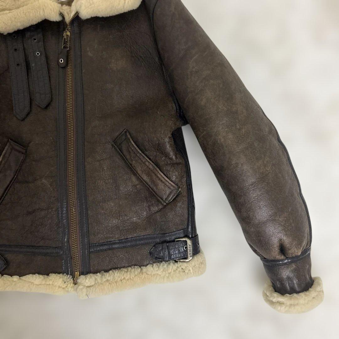 USA製 AVIREX B-3 ムートン 肉厚 羊革 レザージャケット 34