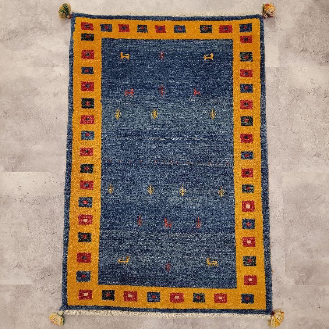 125x85cmペルシャ手織りギャッベ(255)絨毯・じゅうたん・ラグ・マット