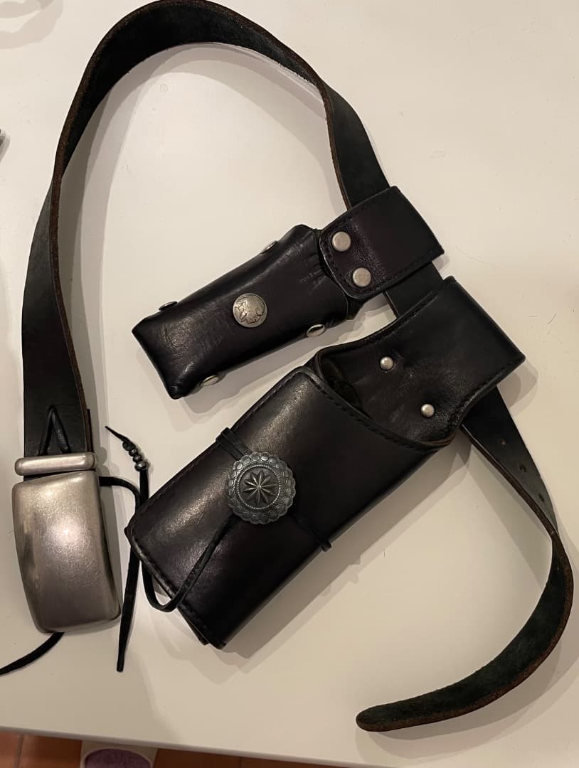 ゴローズ風　レザー ブラック シザーケース