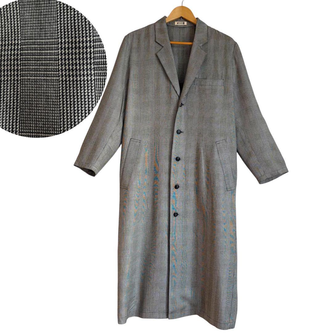 イッセイミヤケ 日本製 グレンチェック ロングコート 9号 テーラード Iライン