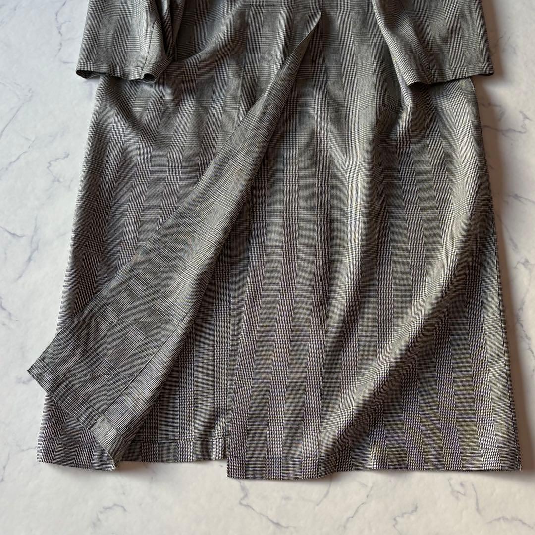 イッセイミヤケ 日本製 グレンチェック ロングコート 9号 テーラード Iライン