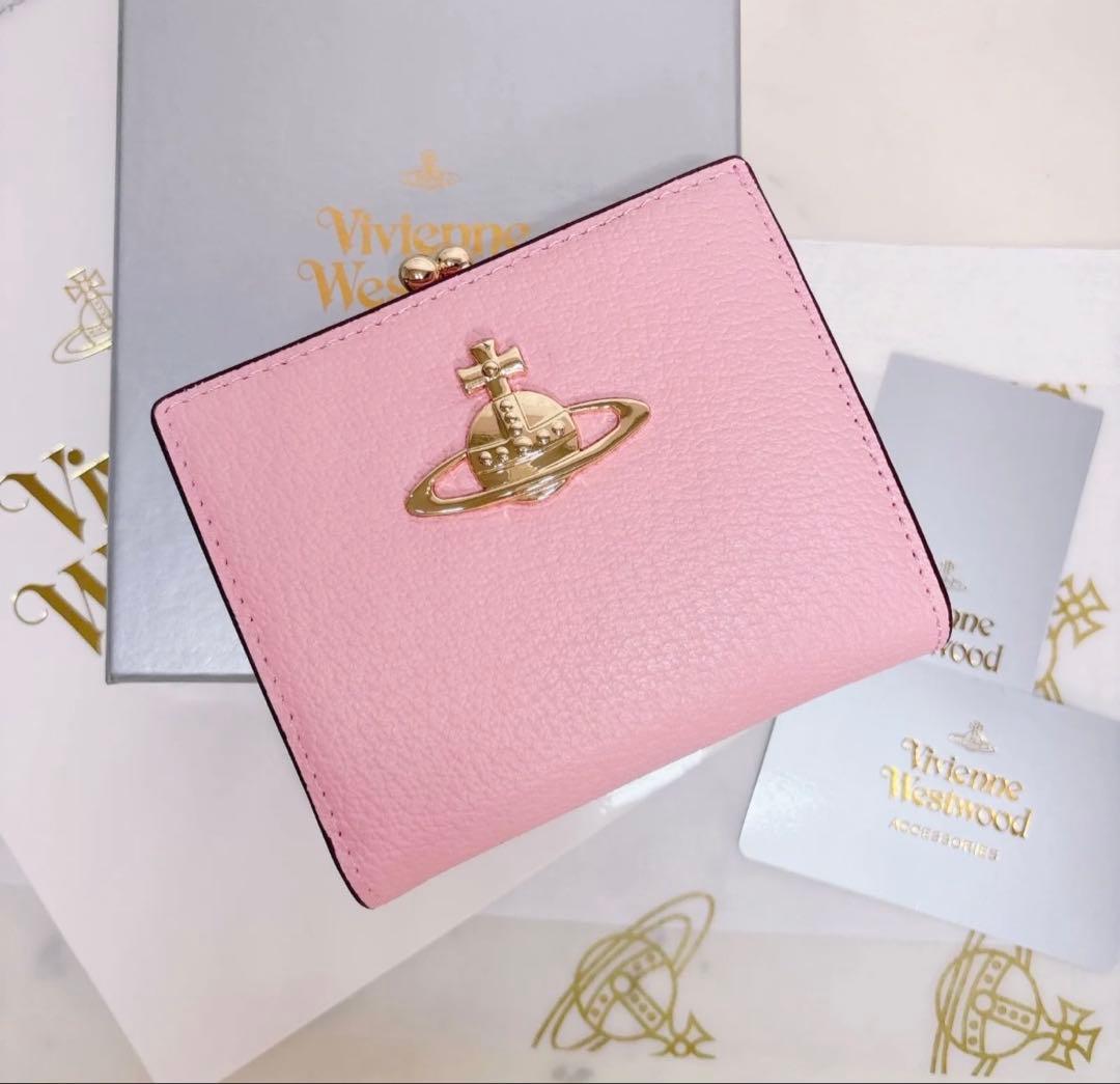 【最新作◇高級感】ヴィヴィアン・ウエストウッド オーブ 二つ折り財布 ピンク