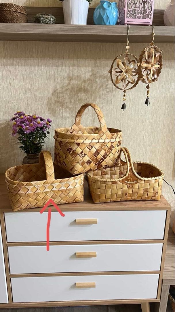 希少な白樺かご！1点のみ　ロシアSvetlana作　白樺のかご