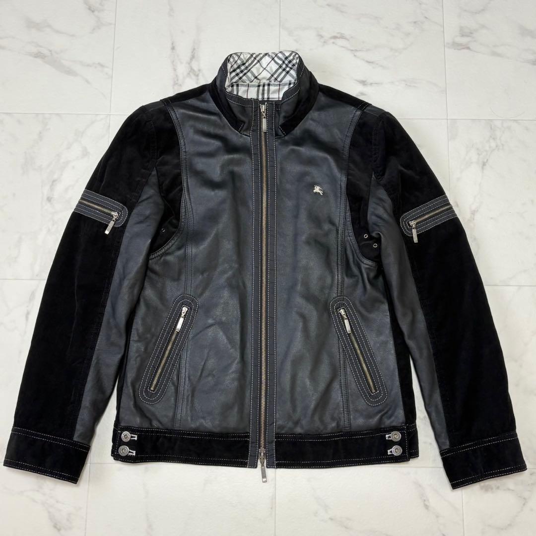 【美品】バーバリーブラックレーベル レザージャケット コーデュロイ ノバチェック