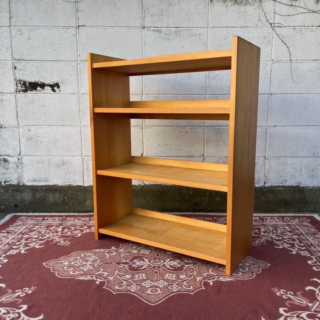 古家具ビンテージ品◾️木製無垢材 三段 ブックシェルフ 本棚 オープンラック