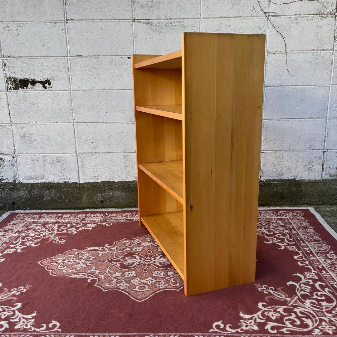 古家具ビンテージ品◾️木製無垢材 三段 ブックシェルフ 本棚 オープンラック