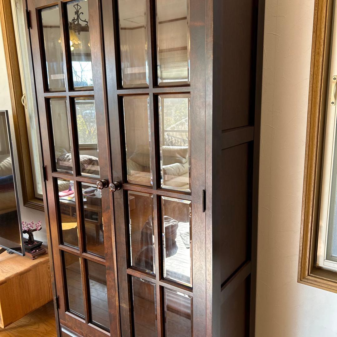 【モチコさんご購入】大塚家具　本棚　北海道民芸家具　ダークブラウンキャビネット