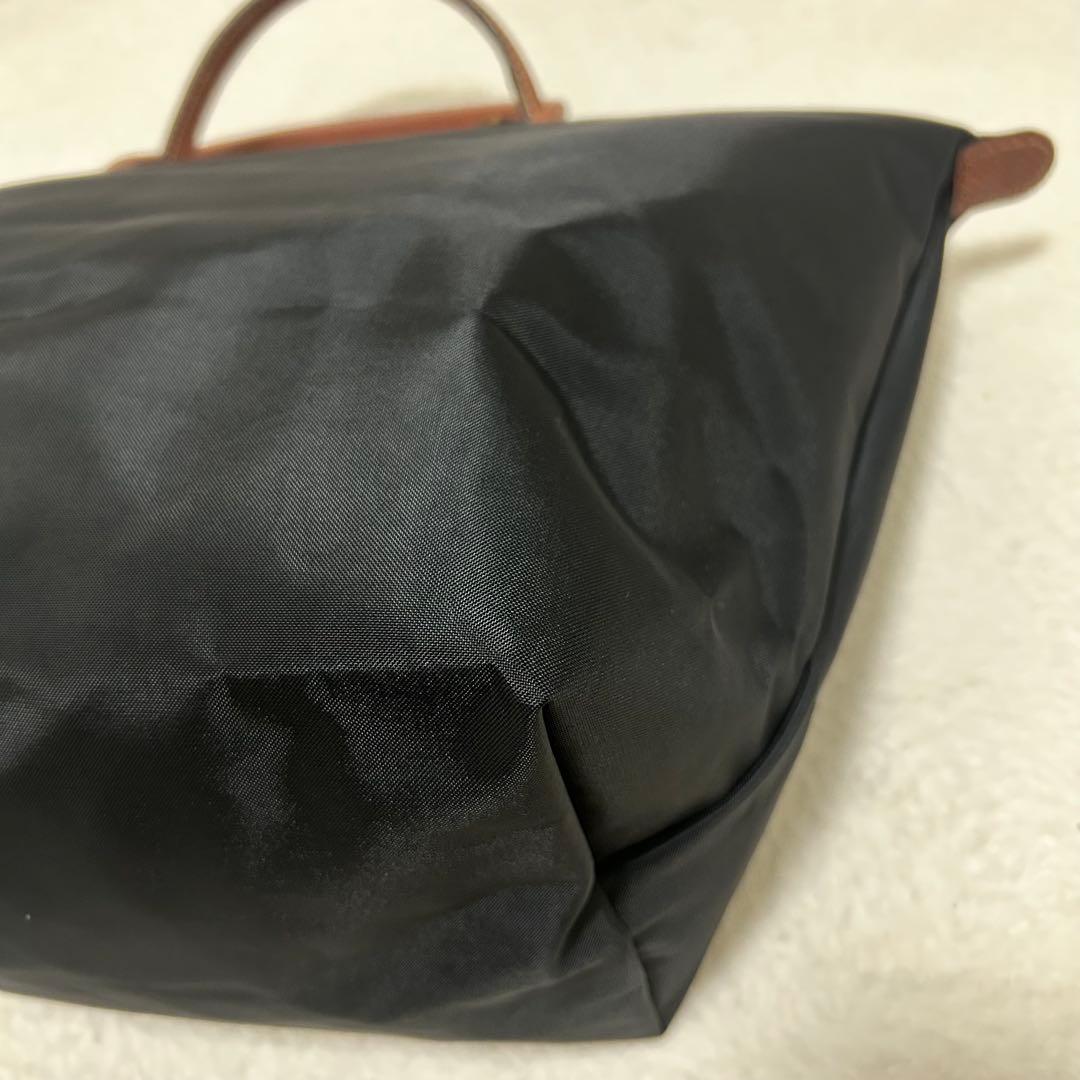 【極美品】ロンシャン ルプリアージュ M ブラック ブラウン ナイロン レザー