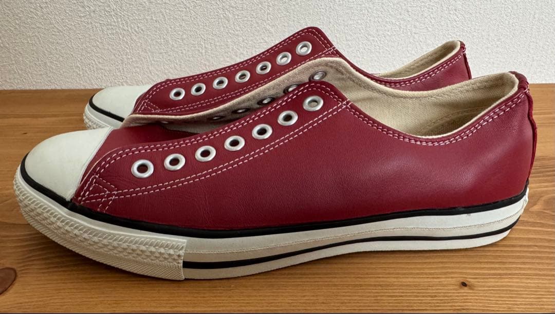 希少 デッドストック 90s USA製 コンバース オールスター レザー 赤