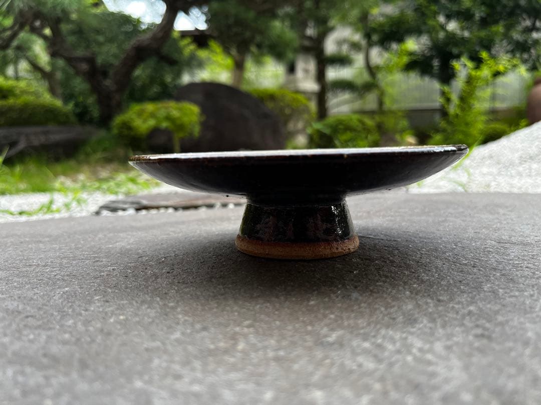 新品未使用品　高取焼　笹山登古作　菓子置き　コンポティエ　アンティーク