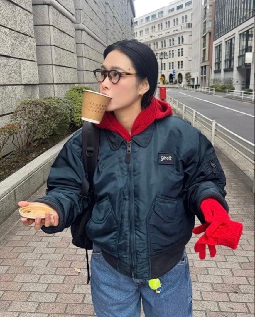 ぺ*ぺ様 激レア田中シェン着Schott NYC flight jacket 週