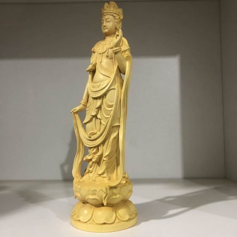 仏像 仏教美術 自在大勢至観音菩薩像 木の雕刻品 木彫り仏像 職人手作り