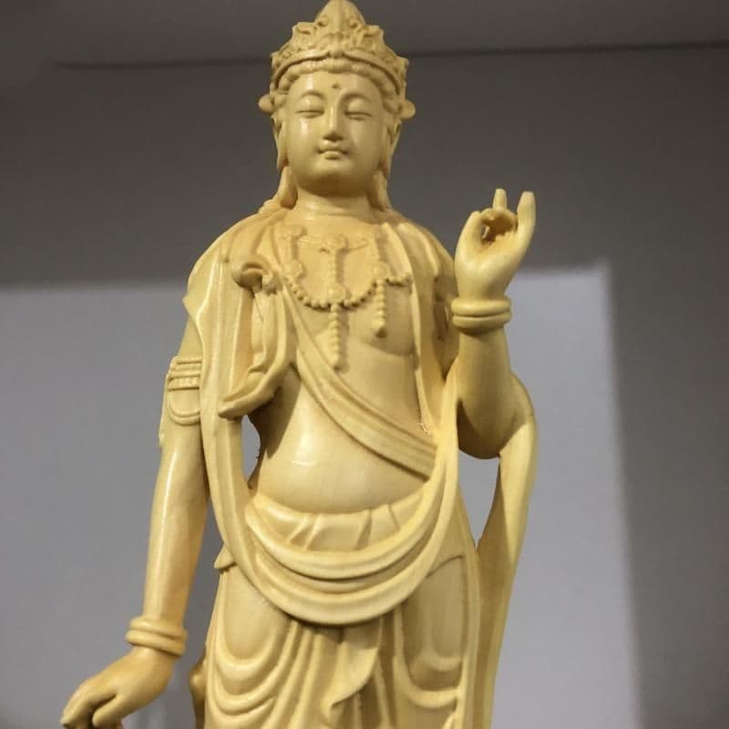 仏像 仏教美術 自在大勢至観音菩薩像 木の雕刻品 木彫り仏像 職人手作り