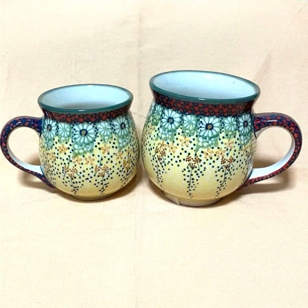 ポーランド食器★マグカップ2個セット★ポーリッシュポタリー★大★特大★★