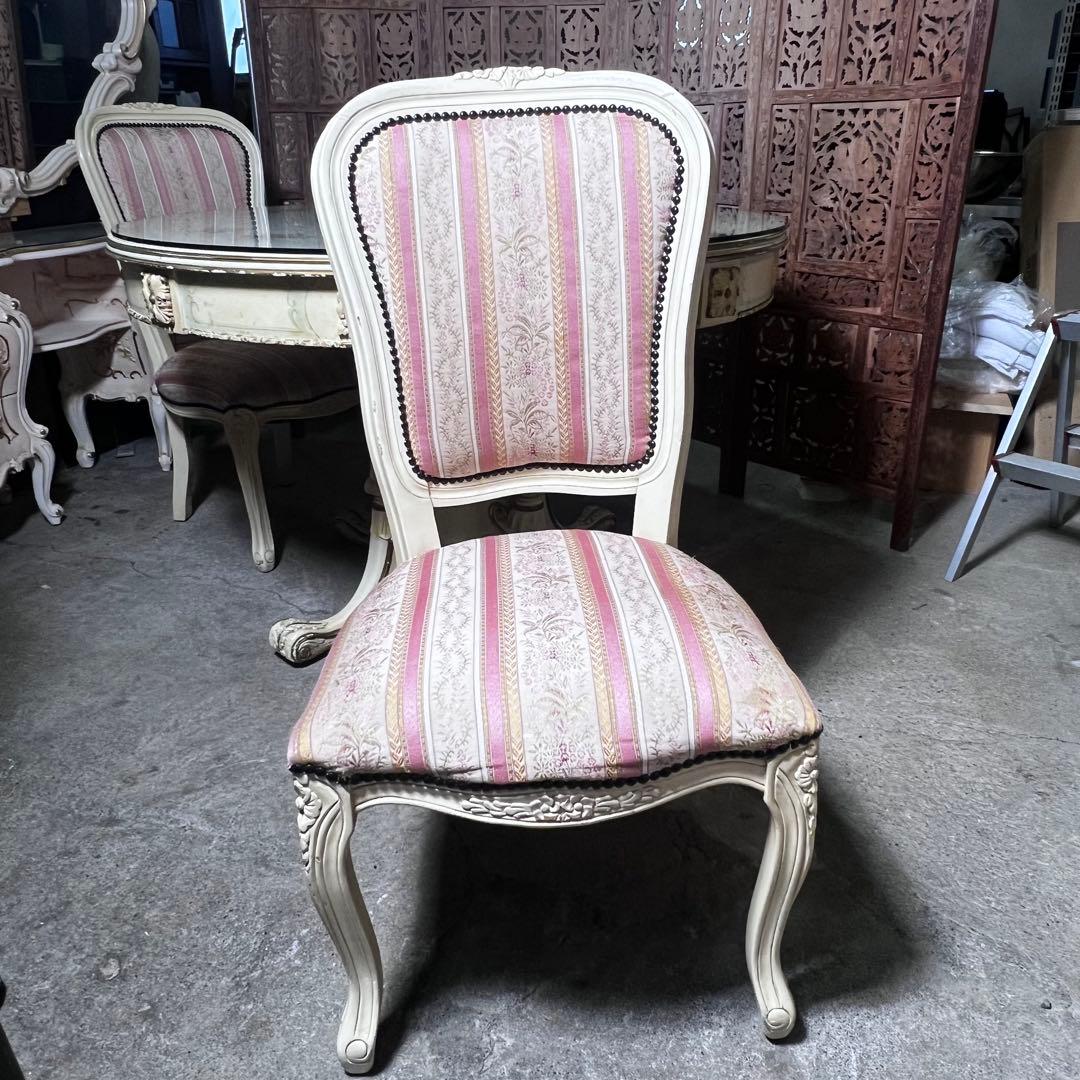 ロココ調 姫家具 丸型 ダイニングテーブル 椅子 2脚セット アンティーク 猫脚