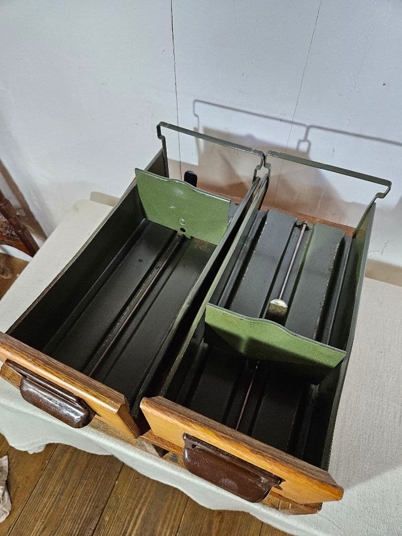 USアンティーク 木製のカードキャビネット ホルダー 卓上 書斎 引出し