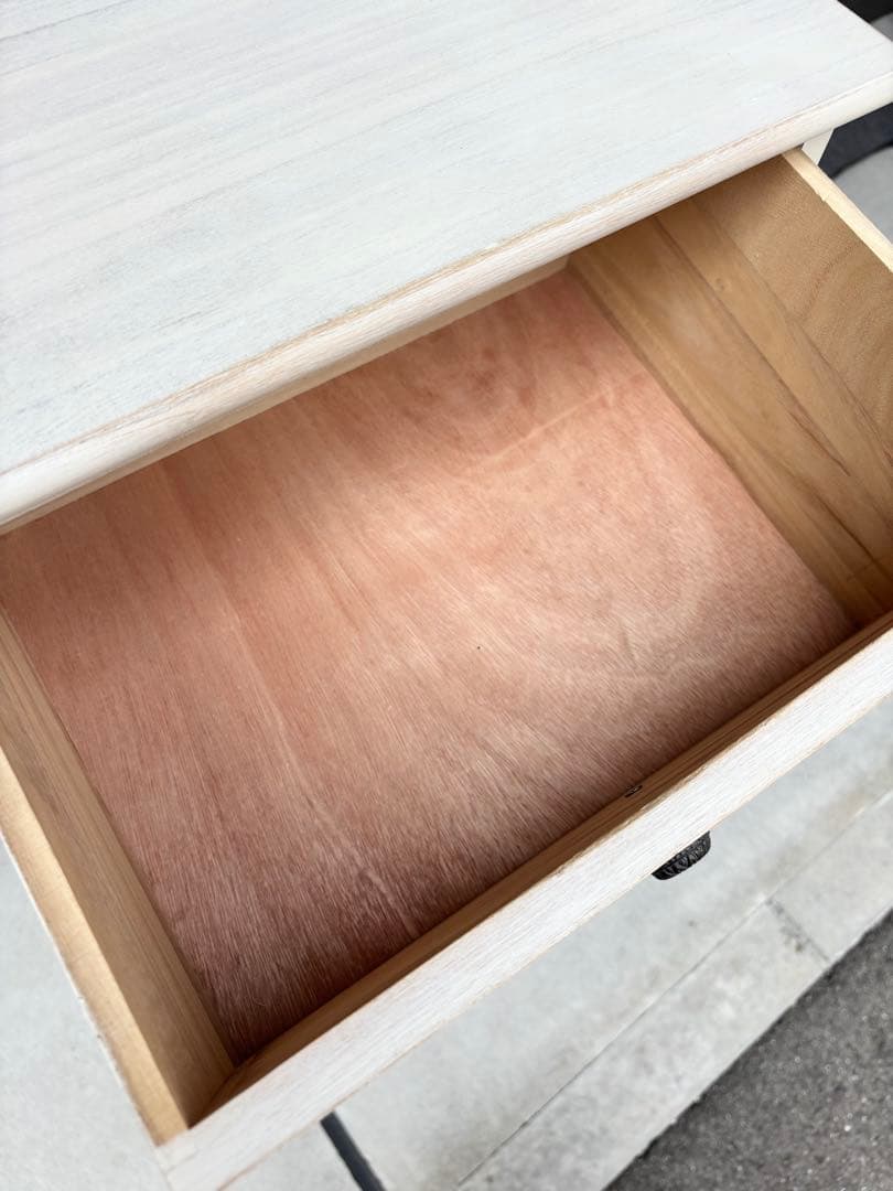 アンティーク風 5段チェスト シャビーシック ホワイト