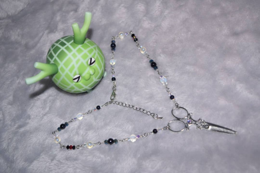 1/3ドール用オバケ袖シャツ お茶会柄(白)ネックレスセット