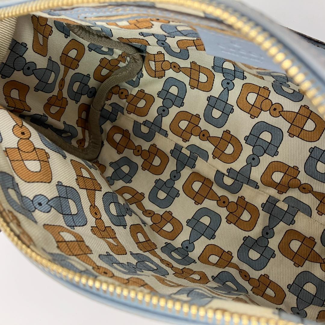 GUCCI シマ レザー GG柄 ミニ ボストン バッグ シルバー金具