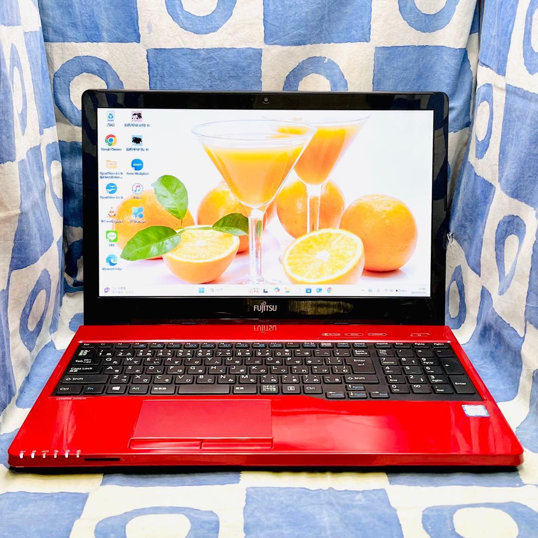 爆速SSD500G☆i5☆貴重な赤ノートパソコン♪カメラ付！第6世代！Win11