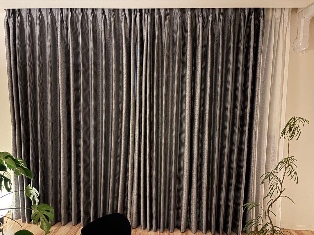 ニトリ オーダーカーテン モニク2 裏地付き グレー 2倍ヒダ 遮光