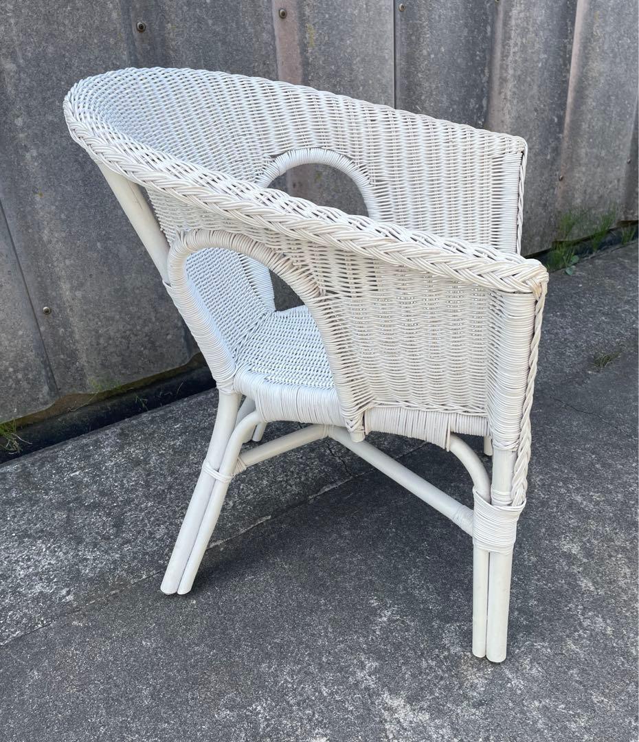 ニトリ/ラタン/ラタン家具/籐家具/ラタンチェア/アームチェア/ホワイト/廃盤品