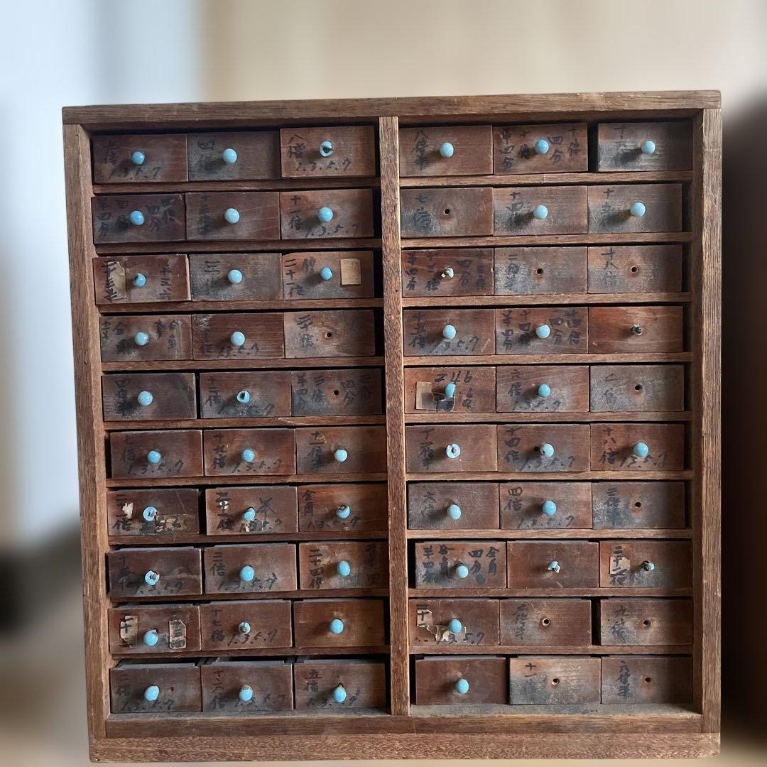 T1/2【送料込み】活版印刷所から出た木のタンス2竿セット【古道具】【活版印刷】