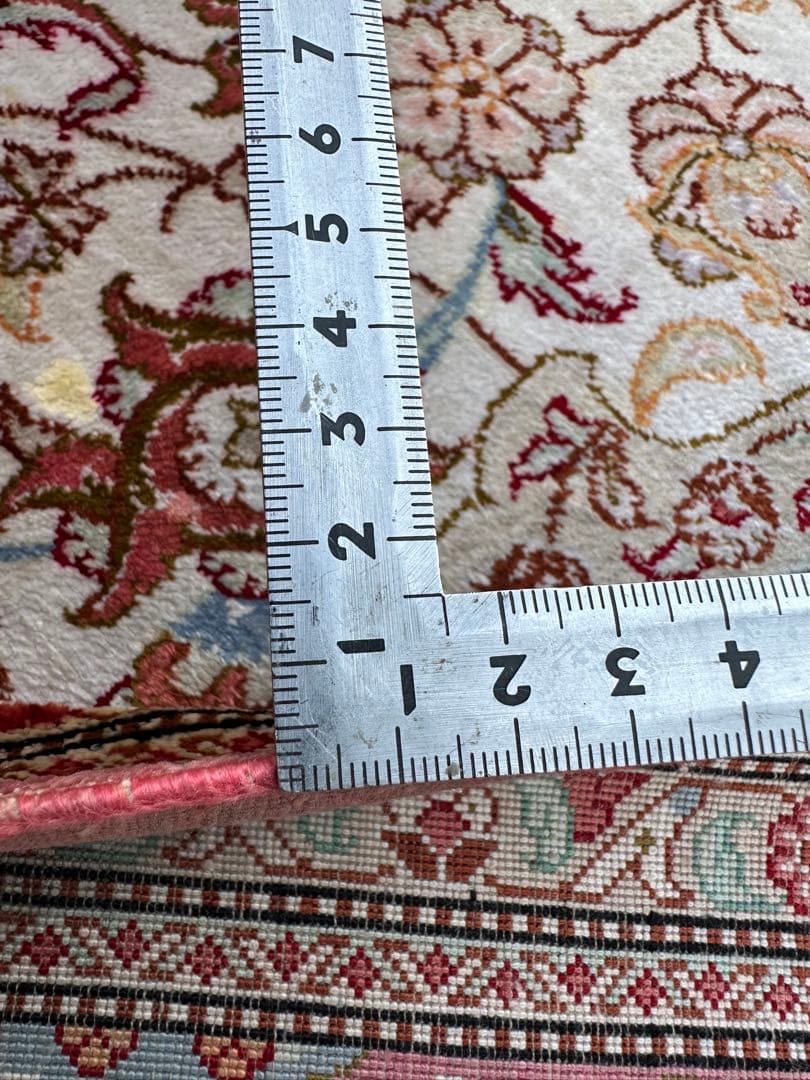 ペルシャ絨毯 クム産 工房サイン シルク100% 手織り 301×198cm