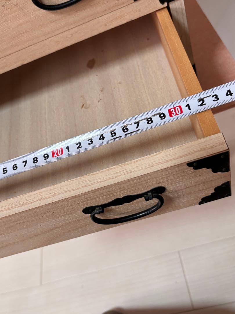 SALE❣️未使用ビンテージ！時代物！木製引き出し式箪笥 隠し引き出し 鍵付き