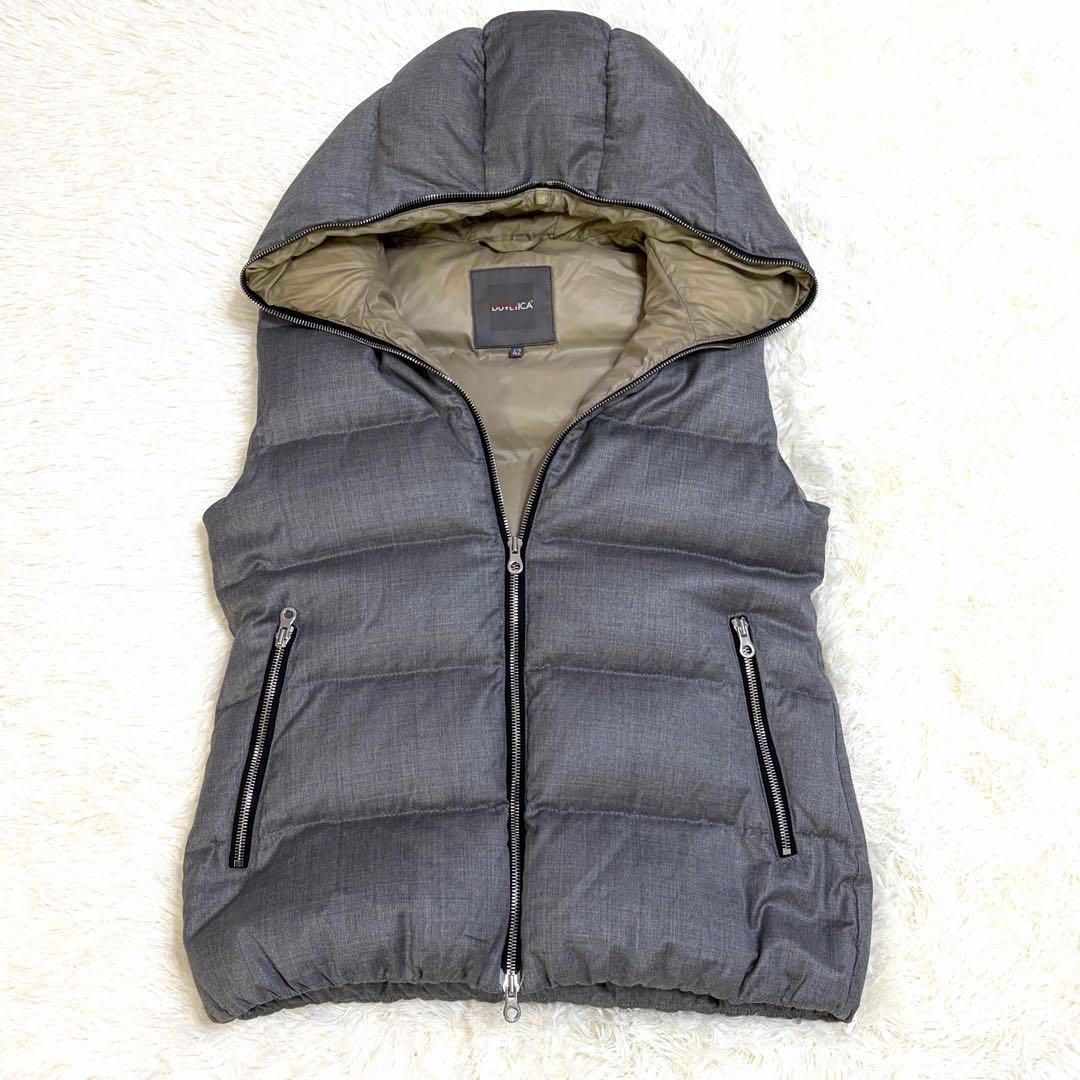 美品　デュベティカ　DUVETICA ウール　ダウンベスト　グレー　L