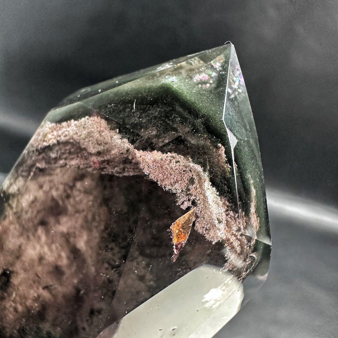 ガーデンクォーツインクォーツ六角柱レインボー☆庭園水晶ポイント☆天然石A1240