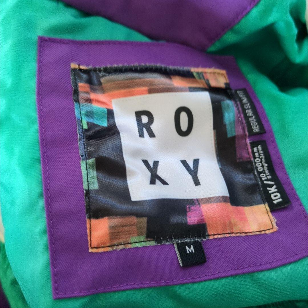 ROXY　スノボウェア　上下セット　Ｍ　ロゴ　総柄　　　パープル　クリーニング済