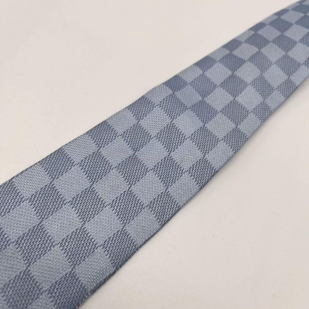 ルイヴィトン ネクタイ ダミエパターン　ブルー　メンズ 水色