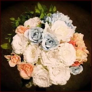 アーティフィシャルフラワーブーケ 高級造花 ホワイトピンク＆ブルー