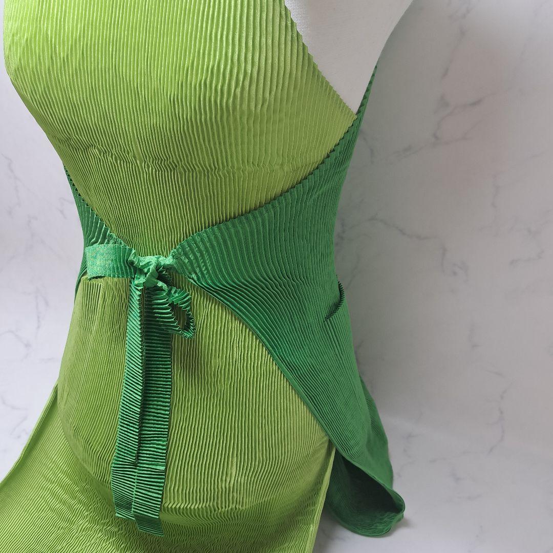 20251104　イッセイミヤケ　エプロン　バイカラー　グリーン　※値下げ不可.