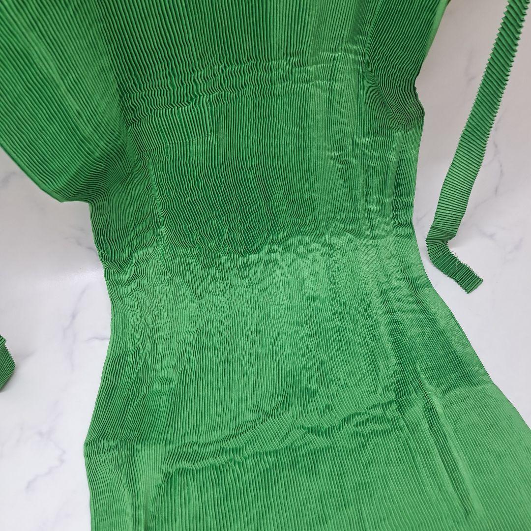 20251104　イッセイミヤケ　エプロン　バイカラー　グリーン　※値下げ不可.